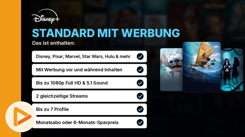 Disney+ Standard mit Werbung Leistungen