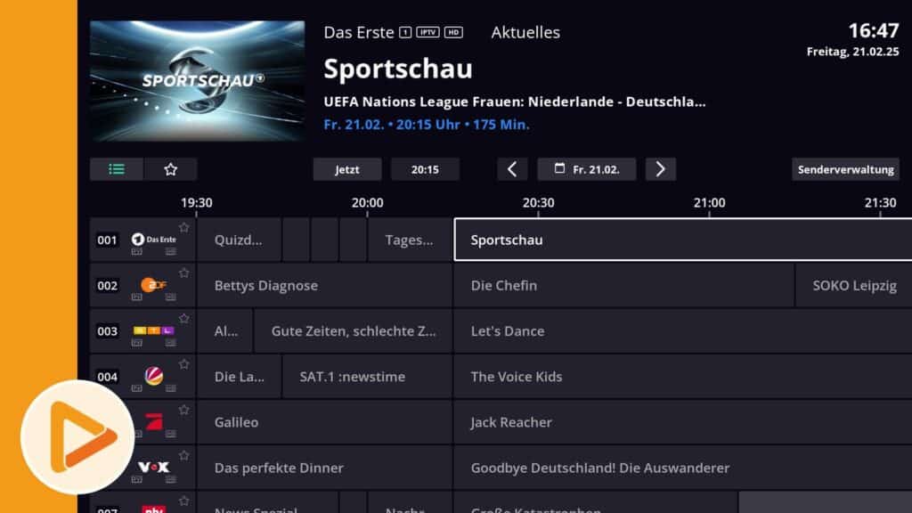 Programmübersicht in der Waipu TV App